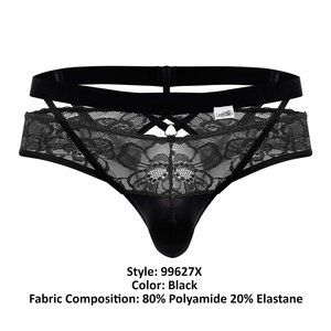 CandyMan 99627X Men's Black Lace Jockstrap